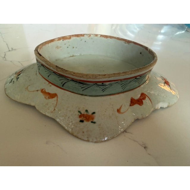 Asian Style Charming Vintage Handpainted Ceramic Chinese Footed Tray For Sale - Image 4 of 5
