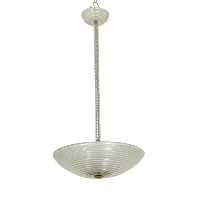 Art Deco Pendant Light in Murano Glass by Ercole Barovier, 1940s For Sale