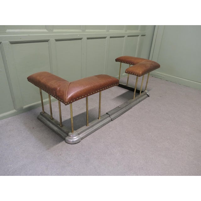 Metal Art Deco Extending Steel and Leather Club Fender, 1920 For Sale - Image 7 of 8