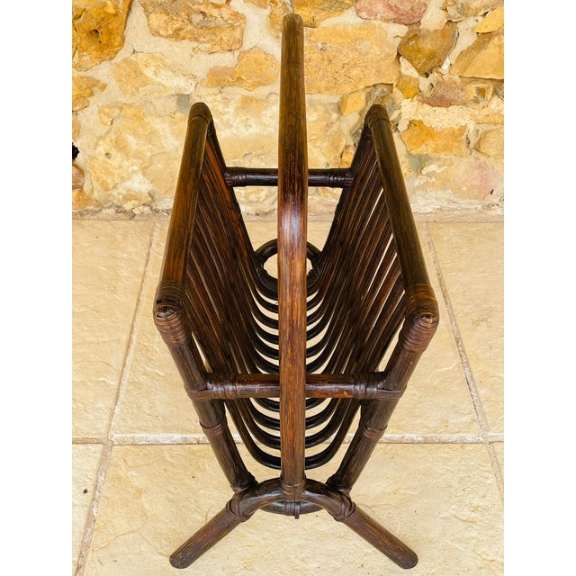 Vintage Bamboo Rattan Magazine Rack, 1970s For Sale - Image 13 of 17