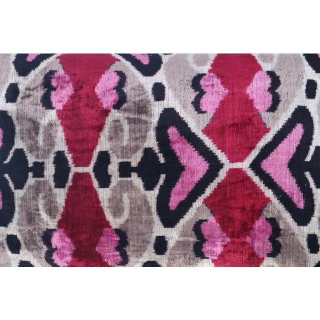 2020s Handmade Pink & Gray Silk Velvet Throw Pillow & Down Insert For Sale - Image 5 of 12