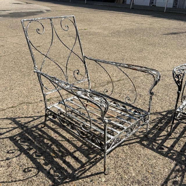 Mid 20th Century Vintage Florentine Craft Studio Salterini Style Wrought Iron Lounge Chairs, Pair For Sale - Image 5 of 14