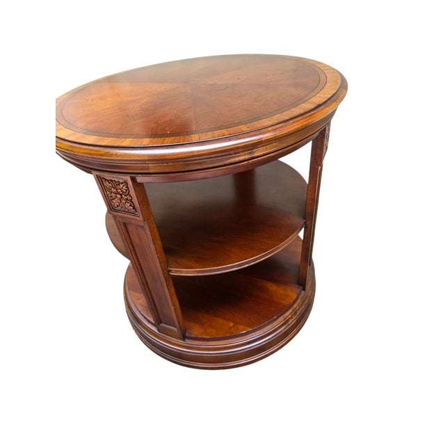 1990s Ethan Allen Newport Banded Round Drum Lamp End Table Pedestal Side For Sale In Philadelphia - Image 6 of 15