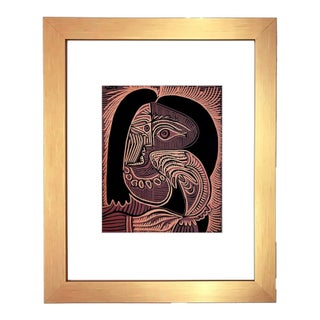 Pablo Picasso Framed Linocut Woman With Necklace 1978 For Sale