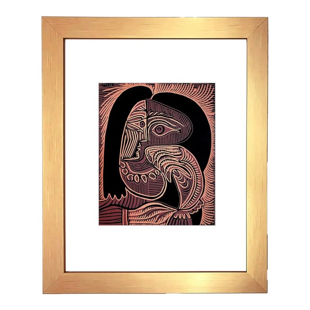 Pablo Picasso Framed Linocut Woman With Necklace 1978 For Sale