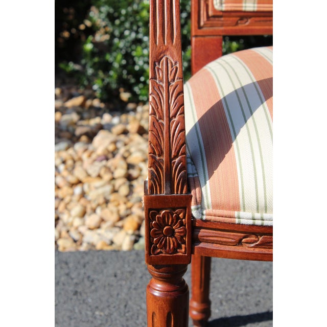 Brown Ethan Allen Louis XVI Style Armchairs With Silk Upholstery—A Pair For Sale - Image 8 of 18