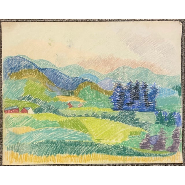 Impressionist 1960s Frank Wallace Mountain Landscape Pastel For Sale - Image 3 of 3