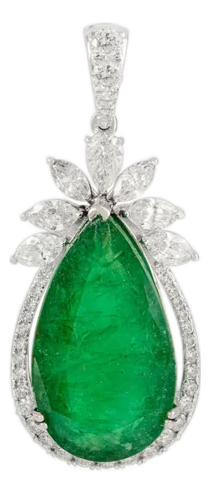 Luxury 9.38 CTS Zambian Emerald 18k Gold Pendant 33.74 Mm Length