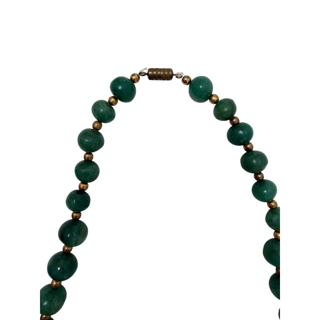 Bauhaus Antique Jade and Brass Necklace For Sale - Image 3 of 5