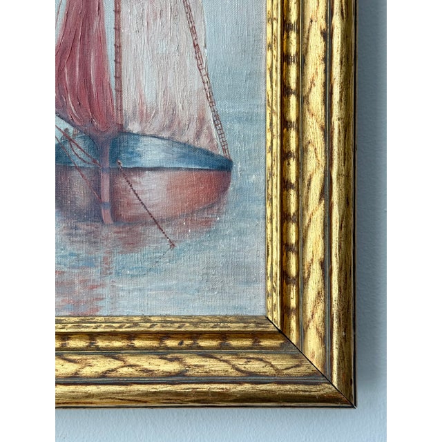 1930s 1936 Dreamlike Art Deco Seascape by c.m. Brentlinger, Oil on Canvas, Framed For Sale - Image 5 of 14