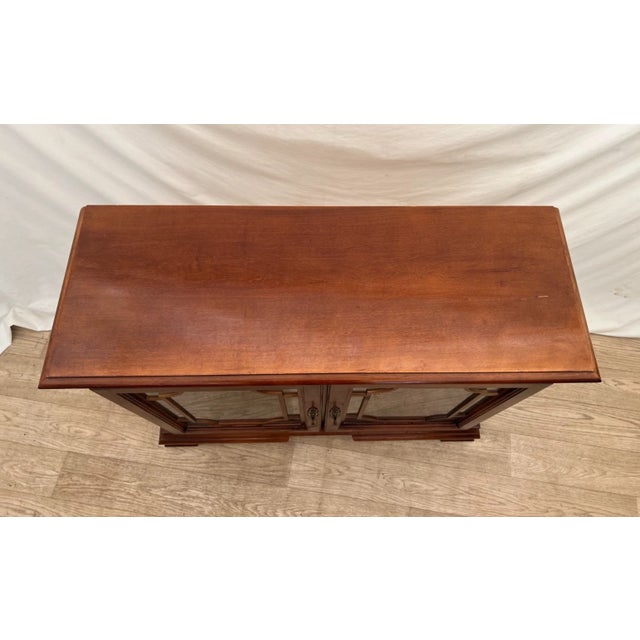 1980s Vintage China Cabinet Curio Display Glass Door, Shelf, Curved Sides, Mirror Back For Sale - Image 5 of 14