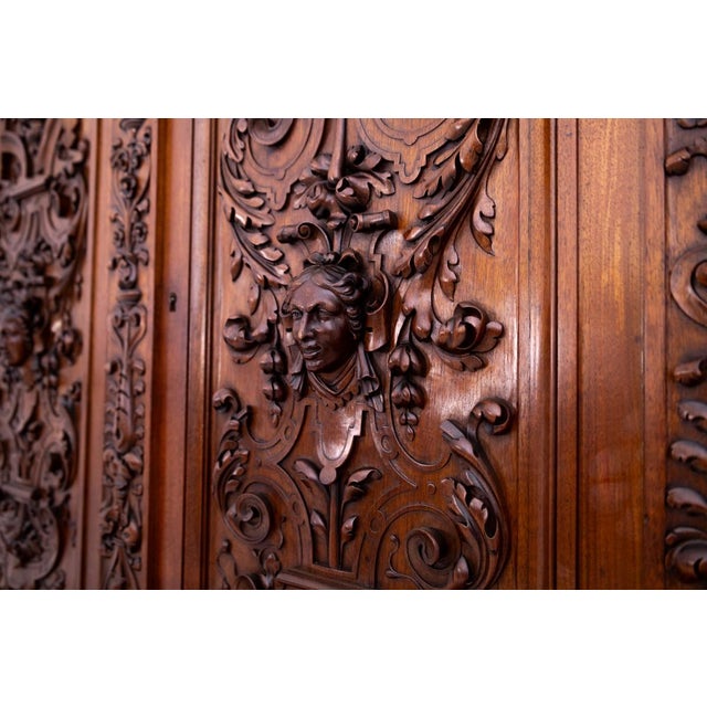 Wood Antique Frernch Carved Cabinet, 1870 For Sale - Image 7 of 18