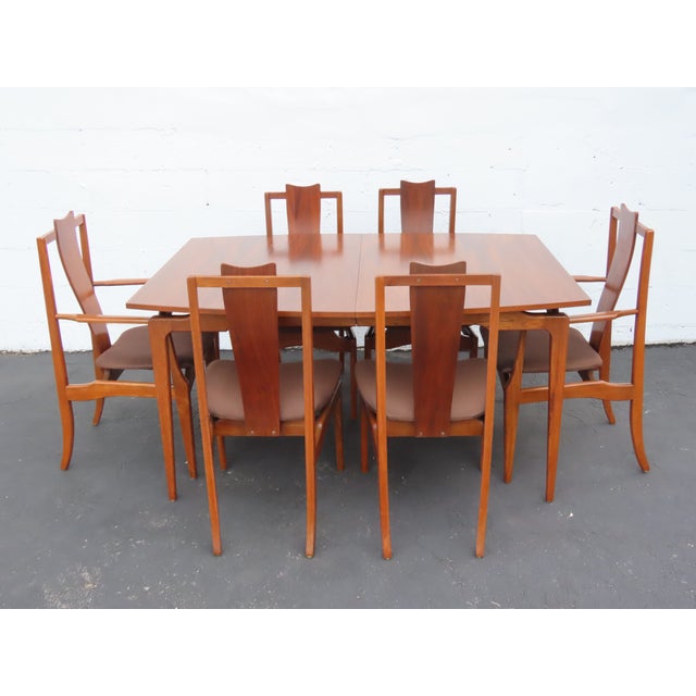 Young Furniture Mid Century Floating Top Sculptura Dining Table Six Chairs 6649 For Sale - Image 17 of 18
