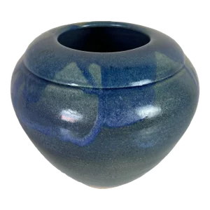Vintage Blue and Gray Glaze Studio Pottery Vase, Signed