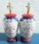 Vintage Chinoiserie Floral Red Navy Pink Ceramic Table Lamps- a Pair For Sale In West Palm - Image 6 of 6