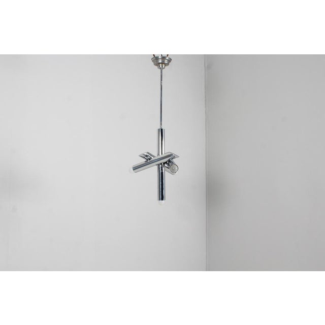 Goffredo Reggiani Space Age Adjustable Suspension Lamp in Chromed Steel, 1975 For Sale - Image 4 of 16