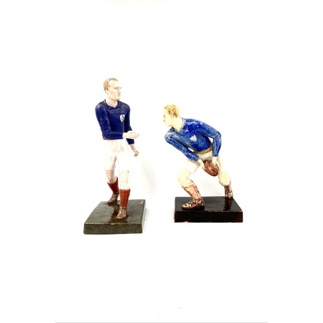 English 1940 Willy Wuilleumier Les Joueurs De Rugby French Figurines - a Pair For Sale - Image 3 of 13