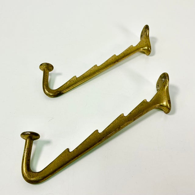 1940s Vintage Boho Chic Art Deco Metal Wall Mounted Stacking Hooks - A Pair. For Sale - Image 4 of 9