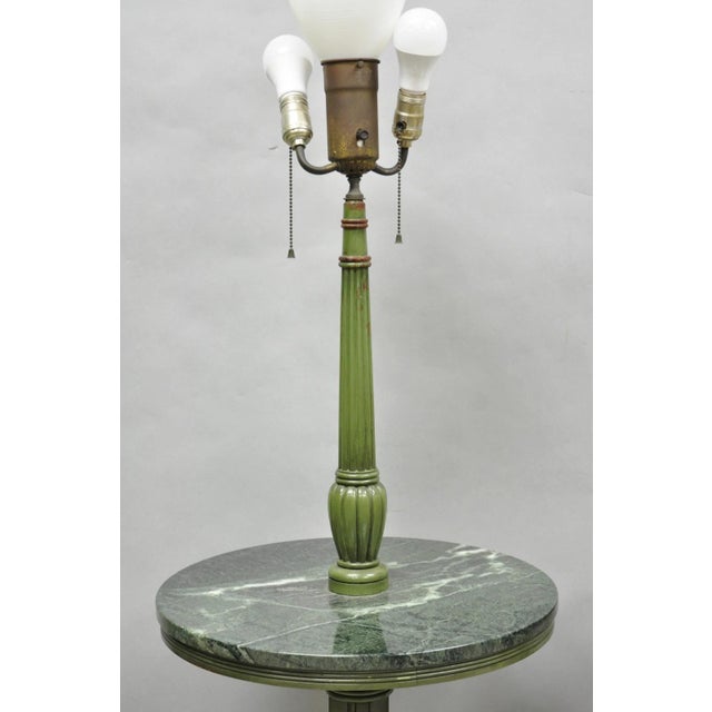 Wood Mid 20th Century Hollywood Regency Tommi Parzinger Style Green Marble End Table Floor Lamp - Pair For Sale - Image 7 of 18