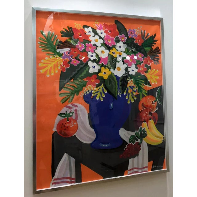 Early 21st Century Bouquet, Pop Art Style and Classical, Framed Colorful Still-Life Flower Painting, 2018 For Sale - Image 5 of 11
