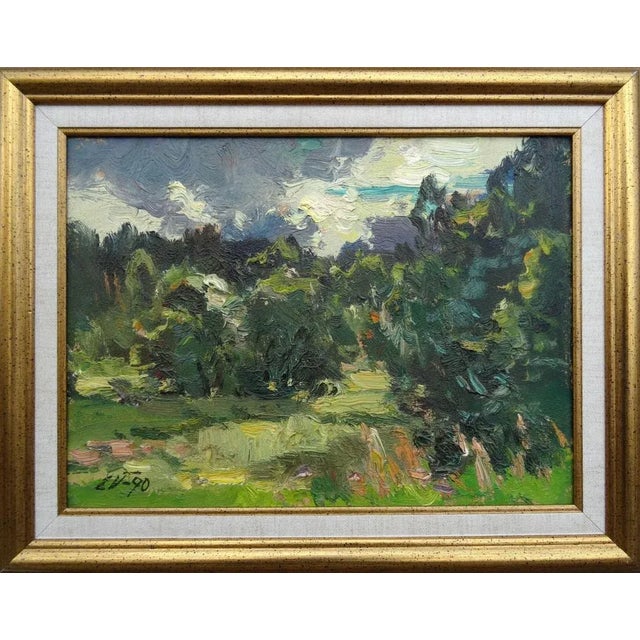 Edgars Vinters, Landscape, 1990, Oil on Cardboard For Sale - Image 3 of 8