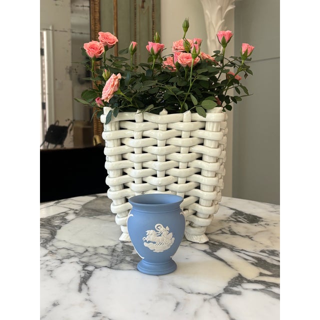 Petite Scale English Wedgwood Blue Jasperware Vase ORIGIN: English MAKER'S MARK: Stamped and dated on bottom CIRCA: 1972...