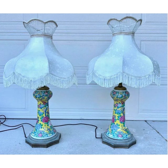 Monumental Pair of Early 19th-Century Chinese Famille Rose Porcelain Vase Lamps For Sale - Image 10 of 12