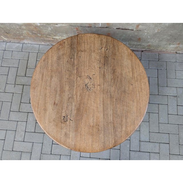 1970s Large Mid-Century Modern Round Oak Coffee Table, 1970s For Sale - Image 5 of 13