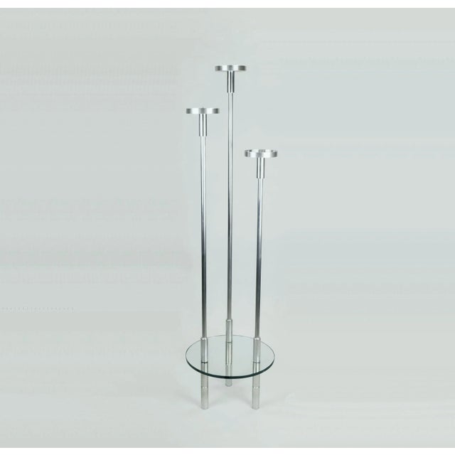 Metal Large Candleholder in Stainless Steel and Glass by Knut Hesterberg, 1970s For Sale - Image 7 of 11