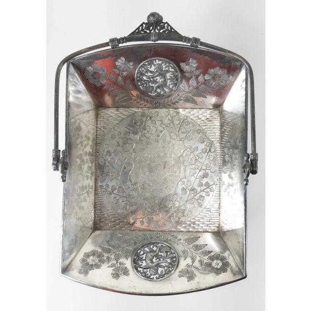 Victorian 19th Century American Victorian Silverplate Basket With Cat For Sale - Image 3 of 12