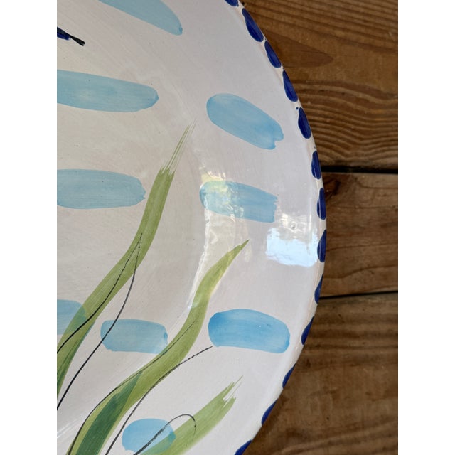 2000 - 2009 Vietri Al Mare Italian Hand-Painted Coastal Sea Life Majolica Oval Wall Platter For Sale - Image 5 of 12