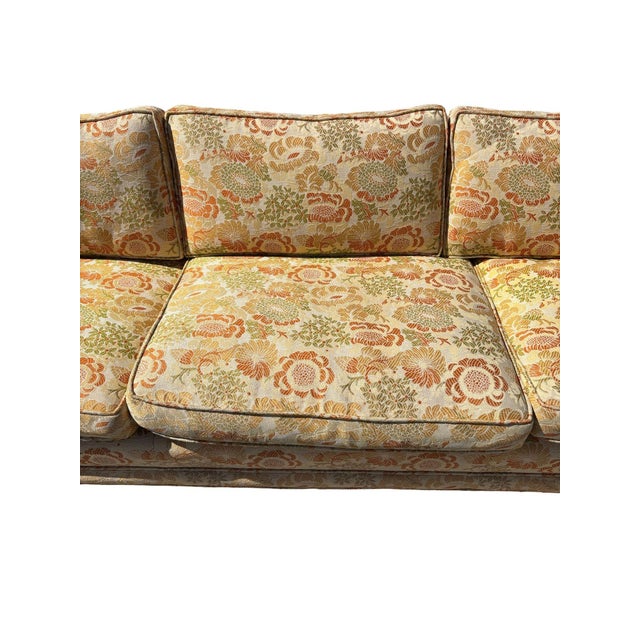 Mid-Century Chrysanthemum Floral Embroidered Parsons Sectional Sofa W/ Daybed For Sale - Image 10 of 14