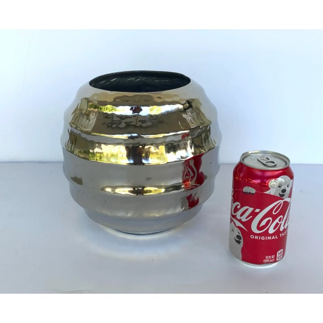 Modern Hammered Nickel Pot For Sale - Image 4 of 5