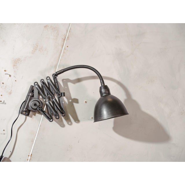Metal Vintage Machine Black Scissor Lamp with Gooseneck, 1960s For Sale - Image 7 of 14