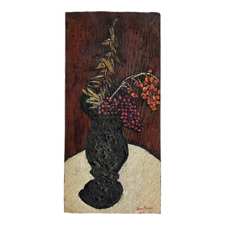 Ben-Zion Weinman, American Modernist Oil Painting Expressionist Vase, Flowers WPA Artist Ben ZIon For Sale