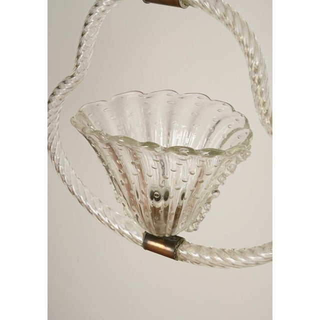 Murano Glass and Brass Flower Pendant Light from Barovier, Italy, 1940s For Sale - Image 10 of 11