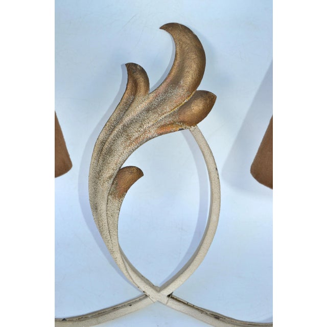 Riccardo Scarpa Wrought Iron Sconces & Shades, Wall Lights Art Deco Italy 1950 For Sale In Miami - Image 6 of 13