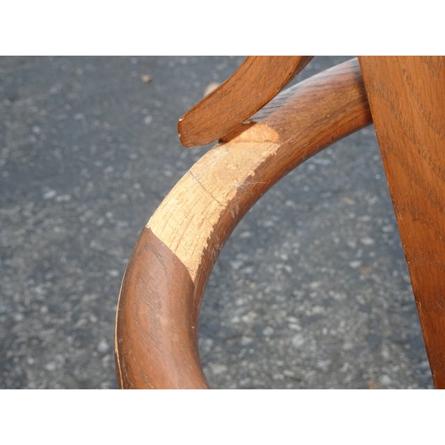 Antique Industrial Adjustable Swivel Oak Drafting Stool Barstool 1of3 ~ # 3 For Sale - Image 13 of 18
