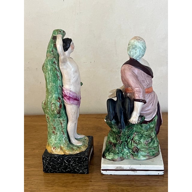 Ceramic Early Staffordshire Figures- Set of 2 , C. 1800 For Sale - Image 7 of 12