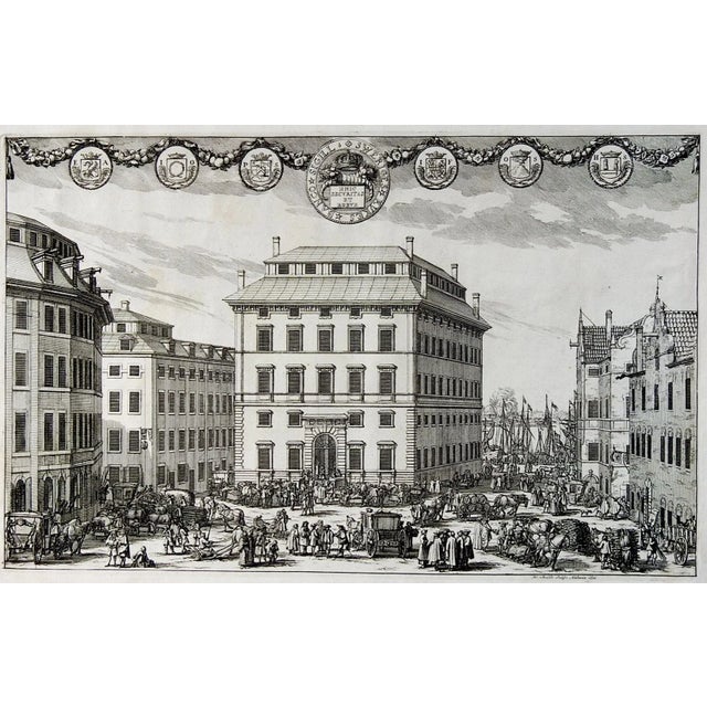 Set of 3 antique circa 1702 architectural etchings by Johannes van den Aveelen. Includes the Tessin Palace in Stockholm,...