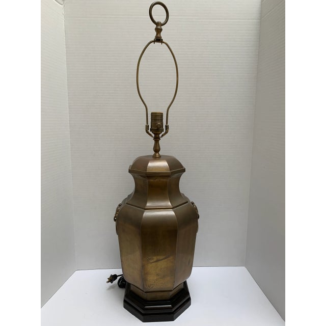 Vintage Asian Chinoiserie Brass Table Lamp For Sale - Image 9 of 11