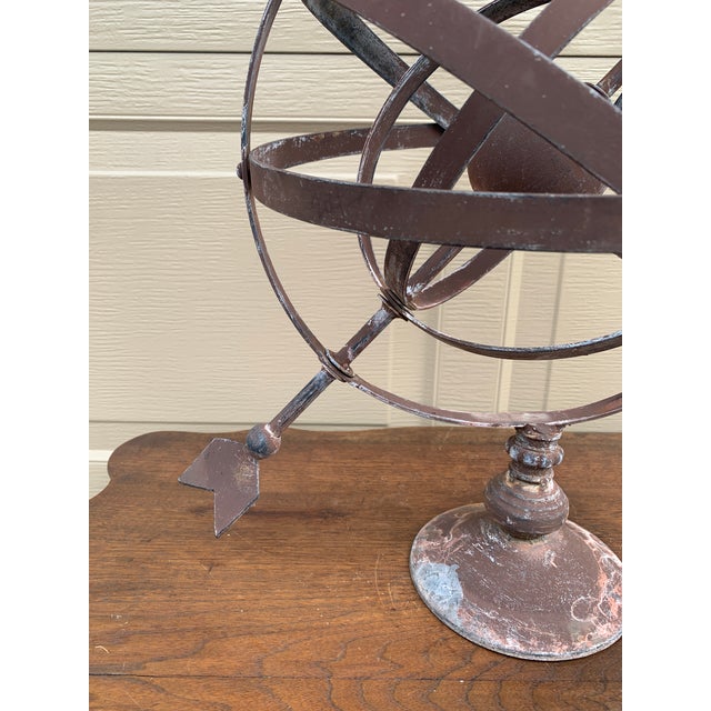 Vintage French Country Iron Garden Armillary Sundial For Sale - Image 4 of 10
