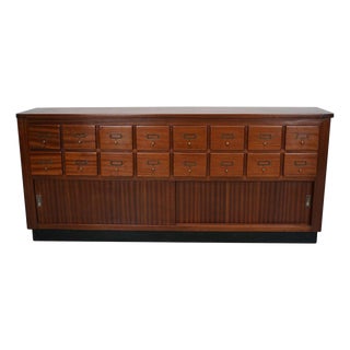 Vintage Dutch Hardwood Filing Cabinet For Sale