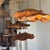 Large Flat Wavy Leaf-Shaped Teak Pendant Light with Floral Design For Sale - Image 6 of 12