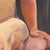 Original oil on canvas by Larry Griggs (American, b. 1951), depicting a seated male nude against a deep, dark background....