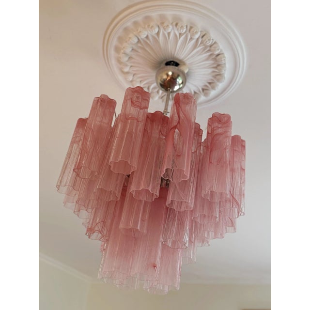 Bold Eclectic Pink Swirled Murano Chandeliers, Set of 3 For Sale - Image 9 of 10