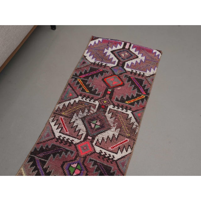 1970s Vintage Handmade Wool Cotton Purple Area Rug For Sale - Image 4 of 11