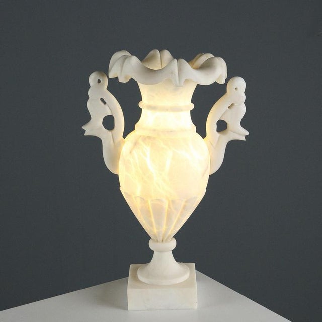 Electrified Alabaster Vase with Carved Handles For Sale - Image 11 of 11