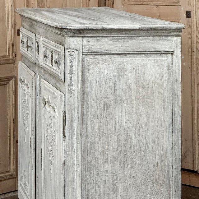 18th Century Country French Hand-Carved Whitewashed Buffet For Sale - Image 15 of 18