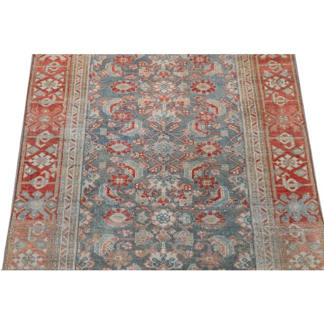Blue Vintage Persian Malayer Handmade Wool Runner For Sale - Image 10 of 13